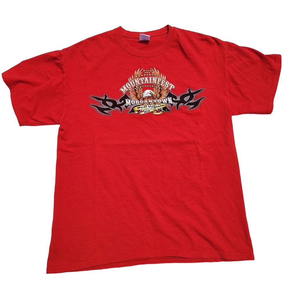 Vintage 2010 Mountainfest Motorcycle Rally Double Sided Shirt Large
